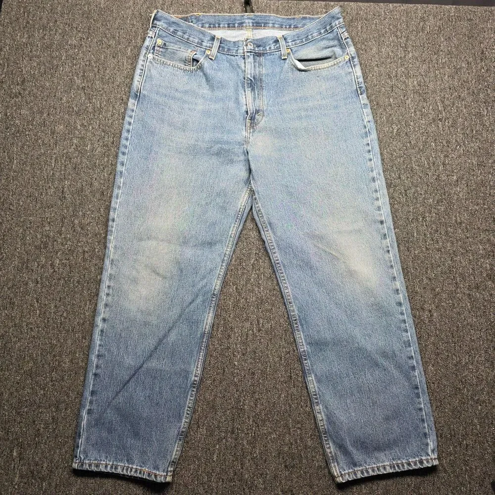 Levis 550 Jeans Mens 38x30 Relaxed Fit Tapered Leg Blue Denim Distressed Work